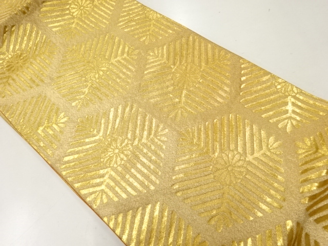 JAPANESE KIMONO / ANTIQUE FUKURO OBI / SILK / WOVEN YOUNG PINE & KIKU